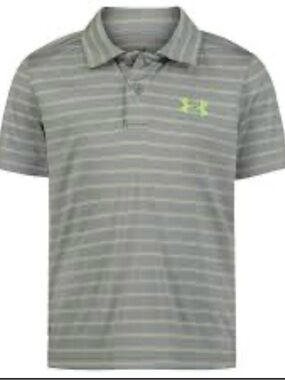 Under Armour Boy’s Grey Striped Polo Shirt— LIKE NEW